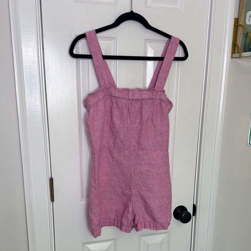 J. Crew Pink Linen Sleeveless Jumpsuit with Elasticized Neckline - Picture 4 of 8